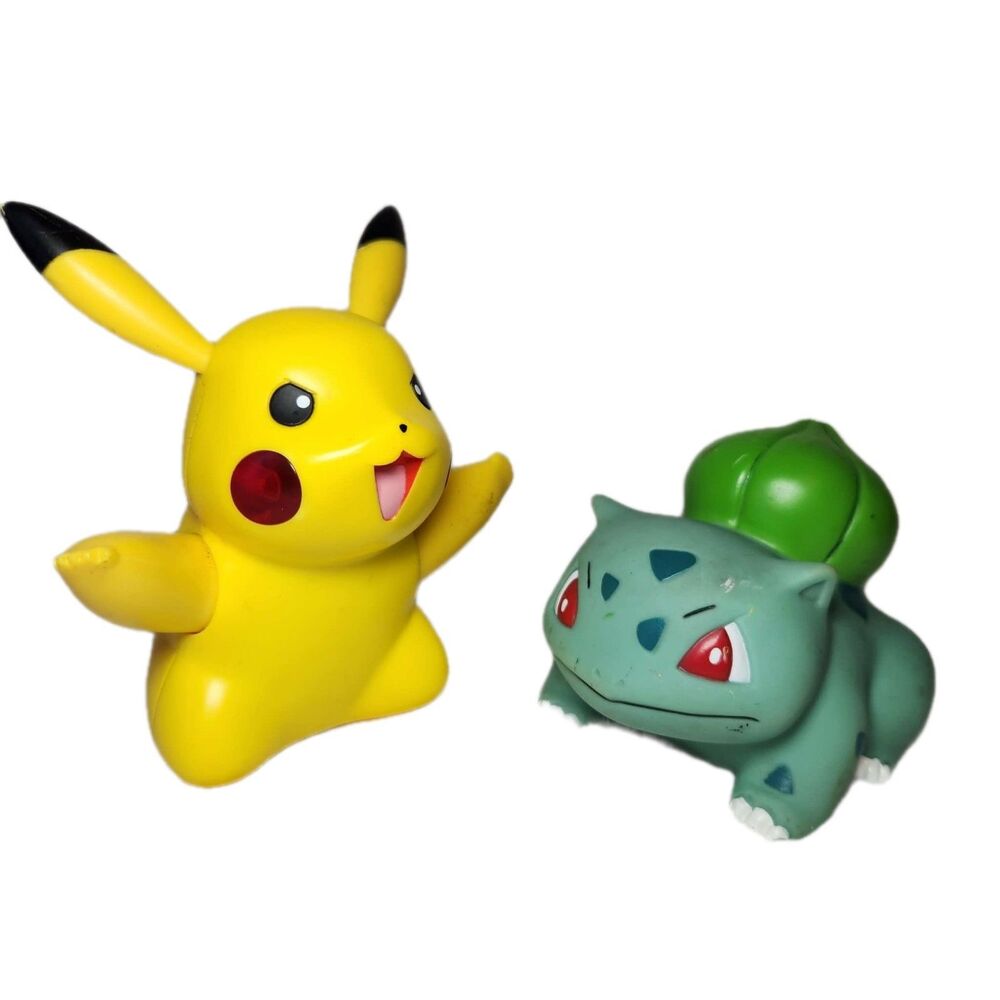 Pokemon Pikachu Bulbasaur 1999 Vintage Bath Toy & Electronic Figure Lot Nintendo
